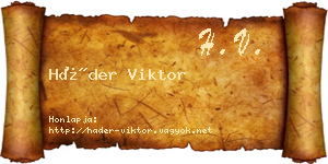 Háder Viktor névjegykártya